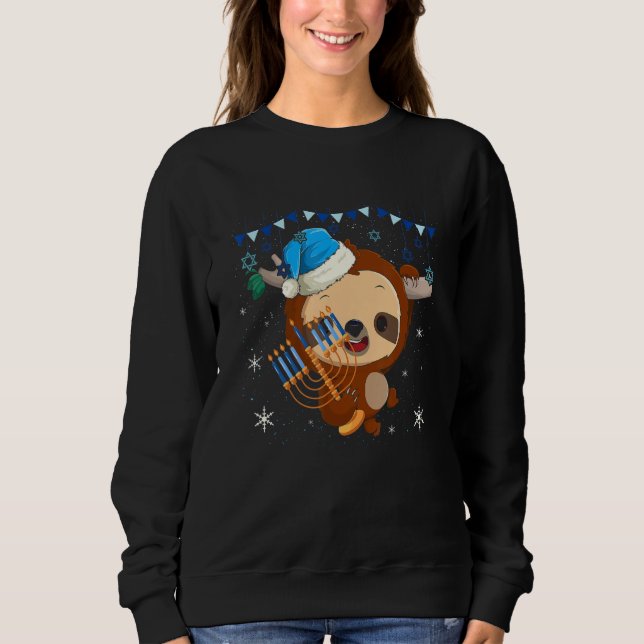 Sudadera Funny Hanukkah Sloth Jewish Chanukah Sleeping (Anverso)