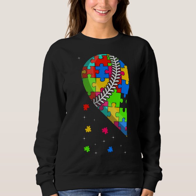Sudadera Funny Heart Baseball Autism Awareness Support Love (Anverso)
