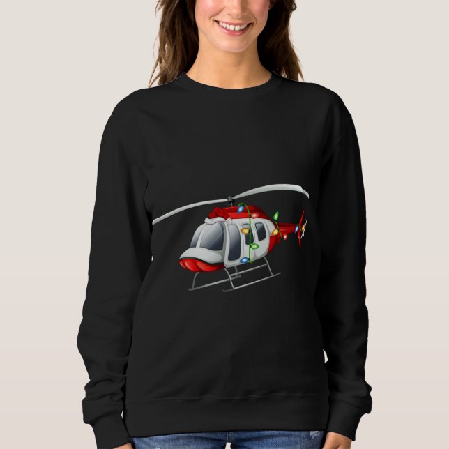 Sudadera Funny Helicopter Lover Xmas Santa Hat Helicopter C (Anverso)