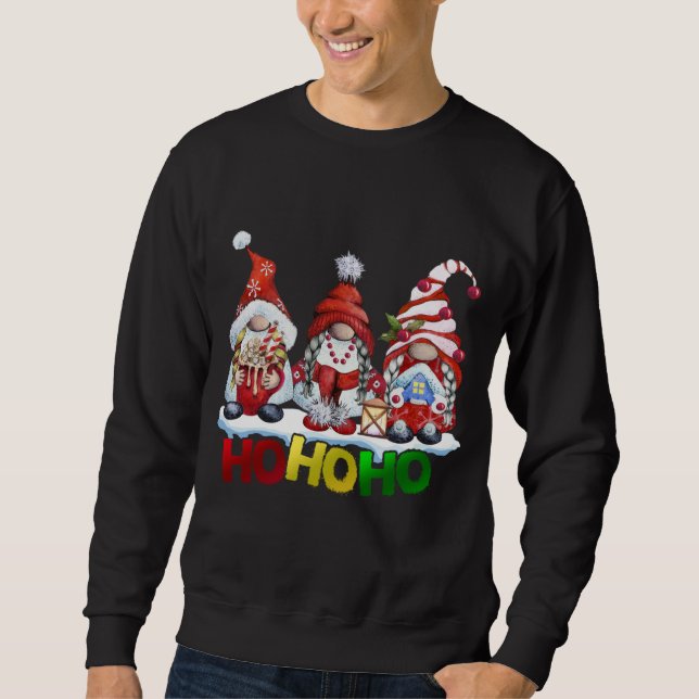Sudadera Funny Ho-Ho Gnomes Feliz Festividad Familiar (Anverso)
