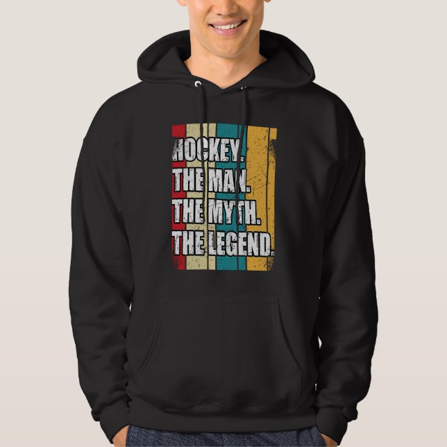 Sudadera Funny Hockey The Man The Myth The Legend Retro Vin (Anverso)