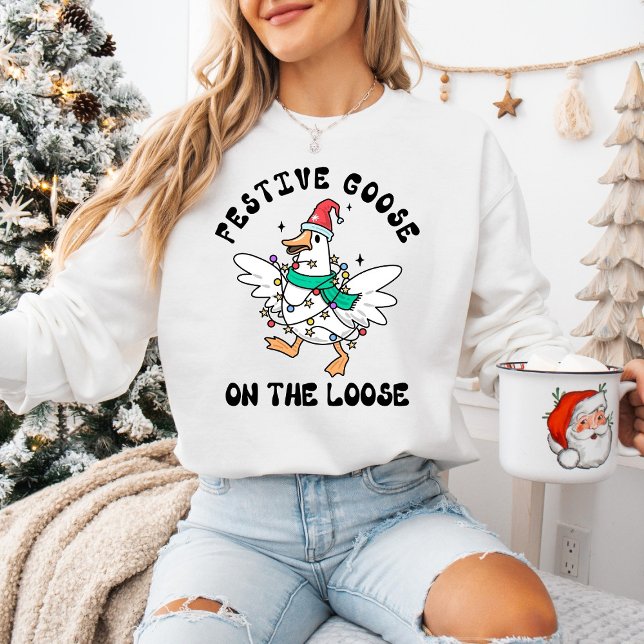 Sudadera Funny Holiday Festive Goose on the Loose  (Subido por el creador)