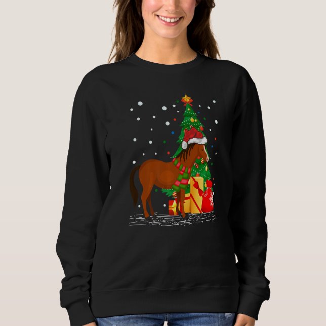 Sudadera Funny Horse Lover Santa Hat Horse Navidades (Anverso)