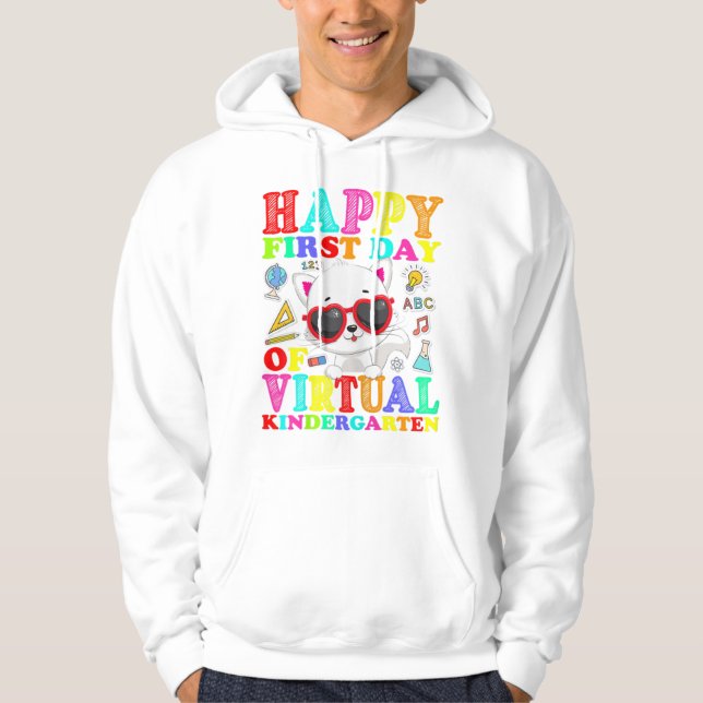 Sudadera Funny K del primer día de aprendizaje virtual en l (Anverso)