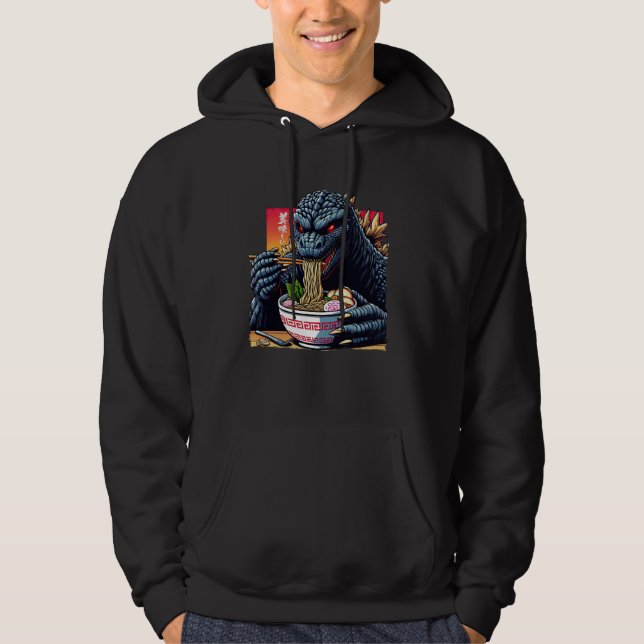 Sudadera Funny Kaiju comiendo Ramen Monstruo japonés Lover  (Anverso)