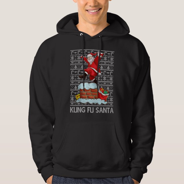 Sudadera Funny Kung Fu Santa Claus Chimney Ugly Navidades S (Anverso)