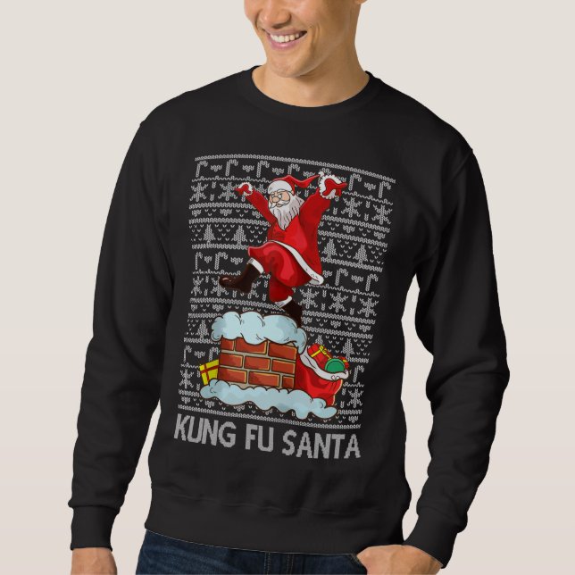 Sudadera Funny Kung Fu Santa Claus Chimney Ugly Navidades S (Anverso)