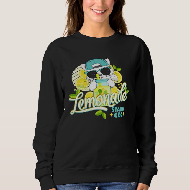 Sudadera Funny Lemonade Stand CEO Cute Cat Lemon Juice Busi (Anverso)
