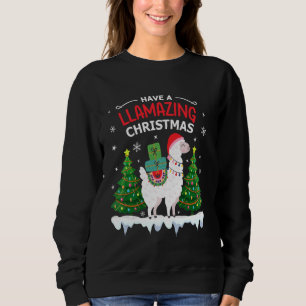 Sudadera Funny Llama Santa Hat Navidades Pajamas Alpaca Lla