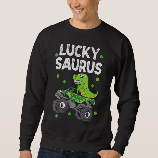 Sudadera Funny Lucky Saurus T Rex Monster Trucks Patricks D (Anverso)