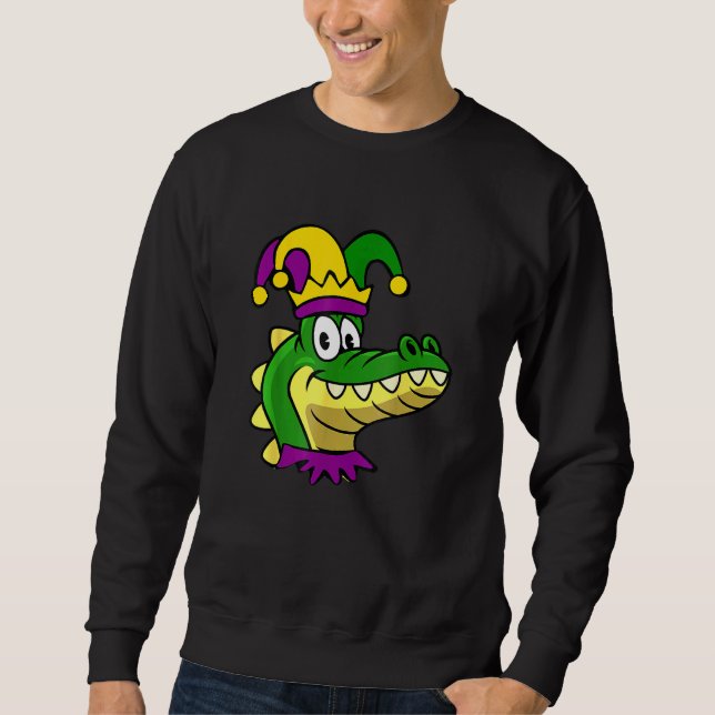 Sudadera Funny Mardi Gras Alligator Head Jester Louisiana C (Anverso)