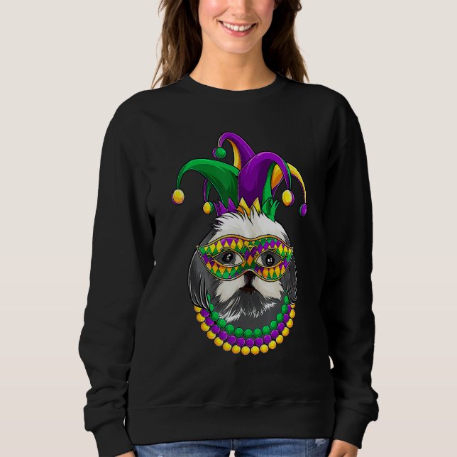 Sudadera Funny Mardi Gras Dog Apparel, Shih Tzu Dog Mom Dad (Anverso)