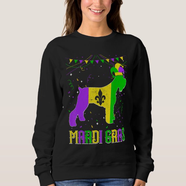 Sudadera Funny Mardi Gras Schnauzer Dog Dad Mom Mardi Gras (Anverso)