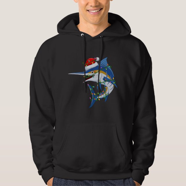 Sudadera Funny Marlin Fish Lover Xmas Santa Hat Marlin Chri (Anverso)