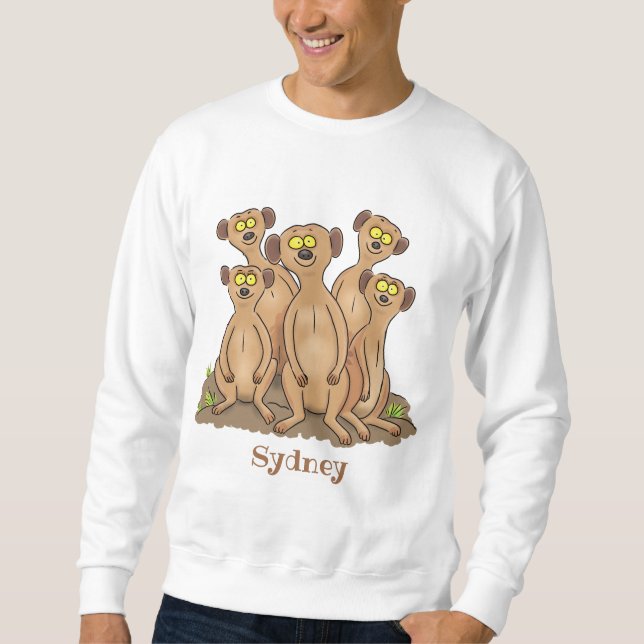 Sudadera Funny meerkat ilustracion personalizado familiar (Anverso)