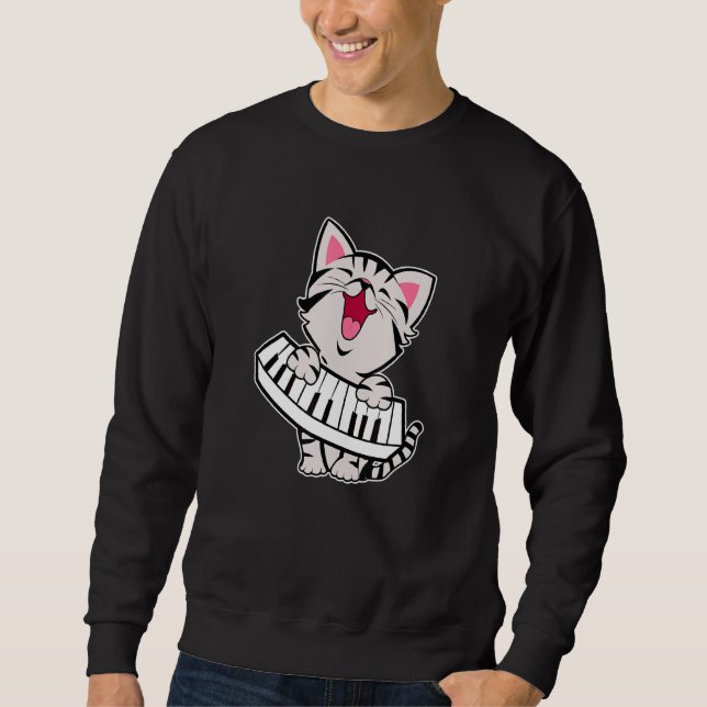 Sudadera Funny Meowzart Cat Pun música clásica Piano Keybo (Anverso)
