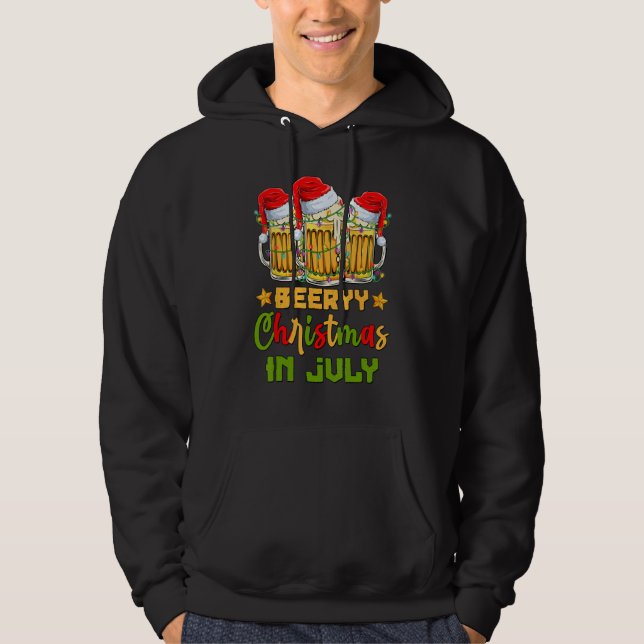 Sudadera Funny Mugs Of Beer Lights Christmas In July Summer (Anverso)
