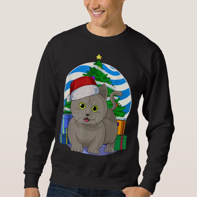 Sudadera Funny Munchkin Cat Santa Decoración de árbol de Na (Anverso)