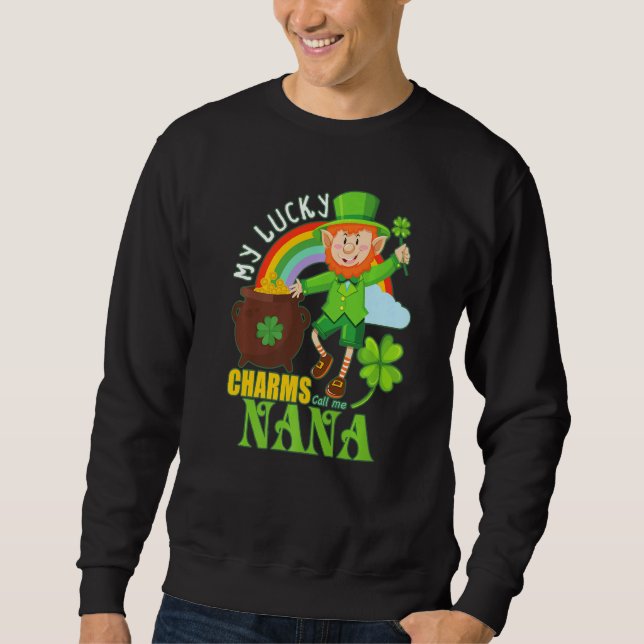 Sudadera Funny Nana Paddy Day St Patricks Lucky Charms Call (Anverso)