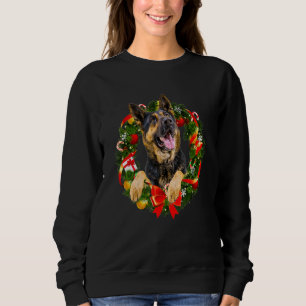 Sudadera Funny Navidades del Pastor Alemán Wreath Ornament