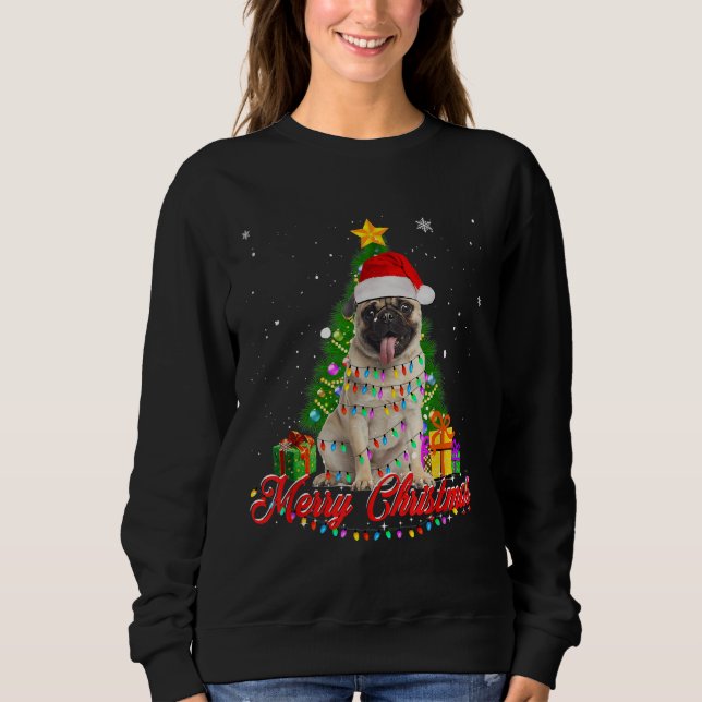 Sudadera Funny Navidades del perro Pug Tee Santa Navidades  (Anverso)