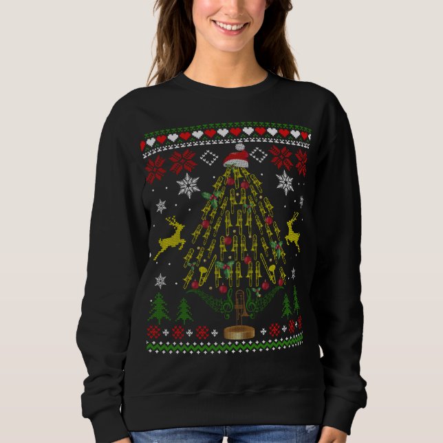 Sudadera Funny Navidades Trombone Player Regala El Árbol De (Anverso)