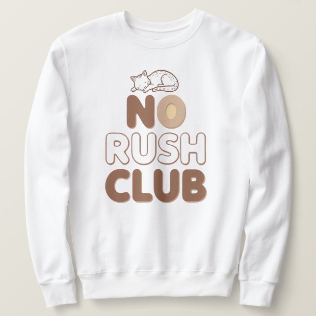 Sudadera Funny "No Rush Club" with Sleeping Animal (Anverso del diseño)