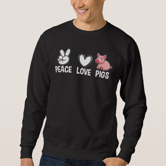 Sudadera Funny Peace Love Pigs Piglet Farm (Anverso)