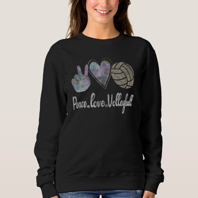 Sudadera Funny Peace Love Volleyball Cute Design For Women  (Anverso)