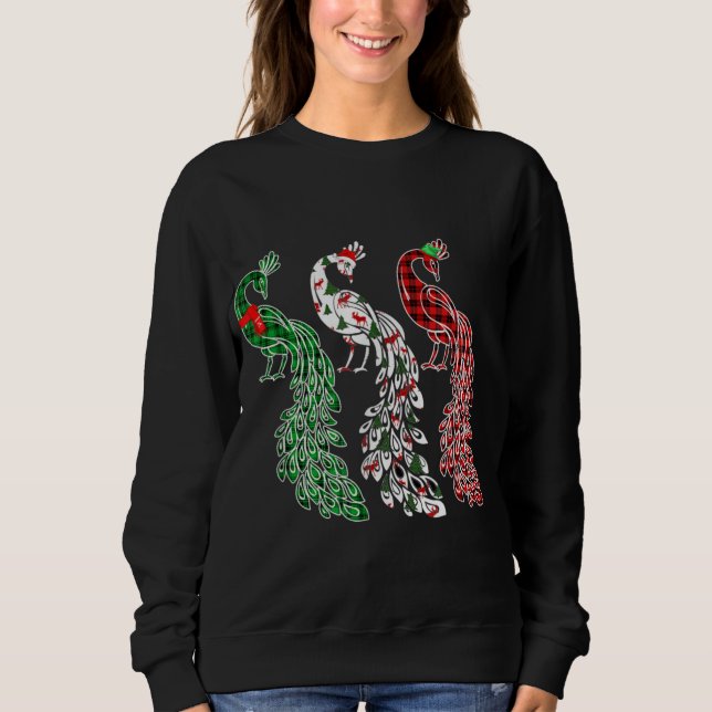 Sudadera Funny Peacock Xmas Tree enciende a Navidades rojos (Anverso)