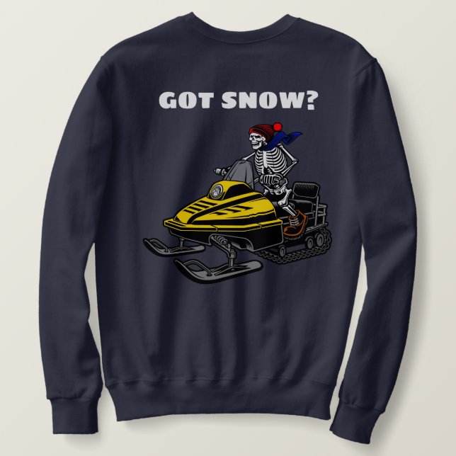 Sudadera Funny Personaliza a Snowmobile Skeleton Rider (Reverso del diseño)