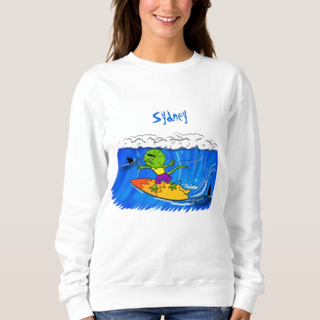 Sudadera Funny personalizado de surf con lagarto frito (Anverso)