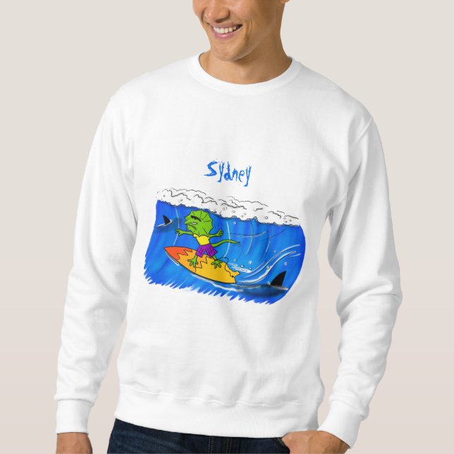 Sudadera Funny personalizado de surf con lagarto frito (Anverso)