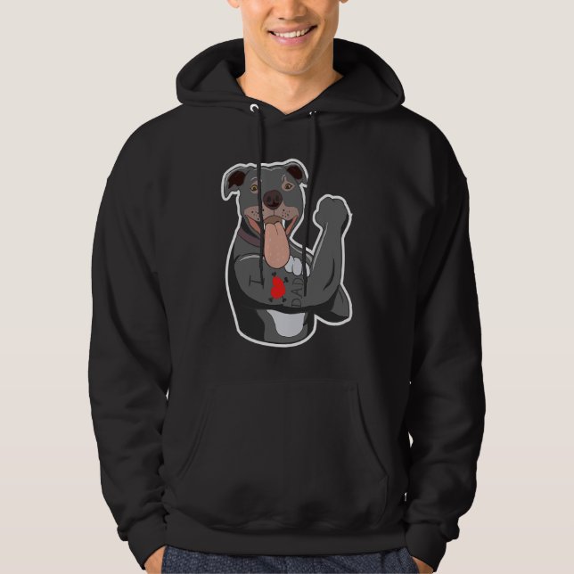 Sudadera Funny Pit Bull Dog I Love Dad Tattoo Lovers Quotes (Anverso)