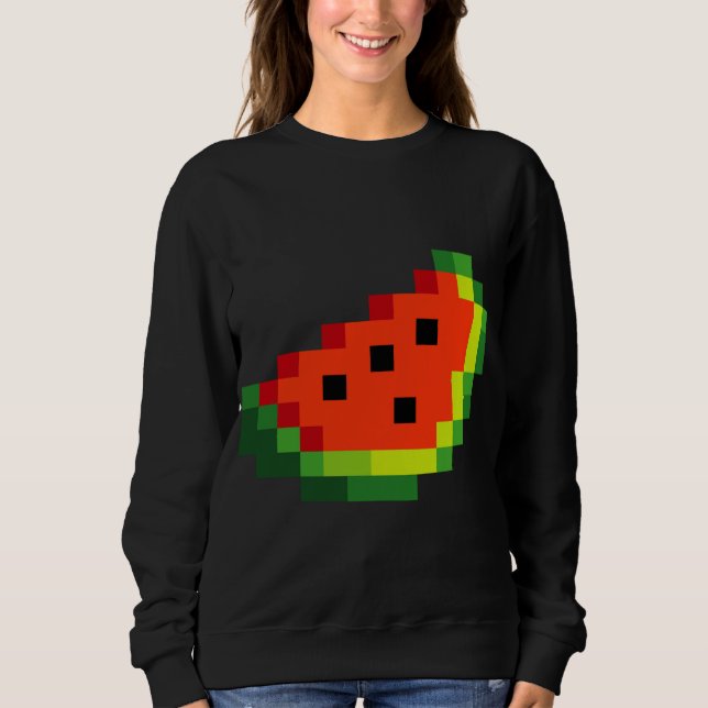 Sudadera Funny Pixel Watermelon - Retro 8 - juego de arcade (Anverso)