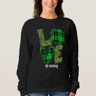 Sudadera Funny Plaid Shamrock Love Nanny Leopard St Patrick