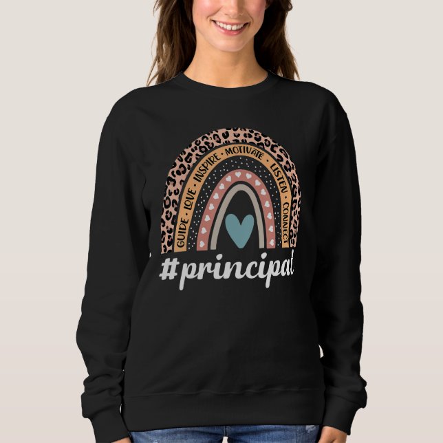 Sudadera Funny Principal Rainbow Leopard School Principal (Anverso)