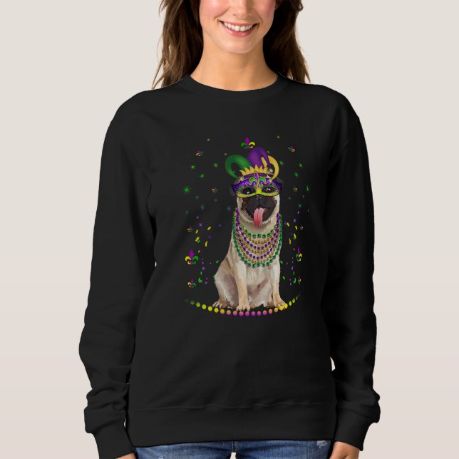 Sudadera Funny Pug Animal Lover Cute Mardi Gras Carnival Je (Anverso)
