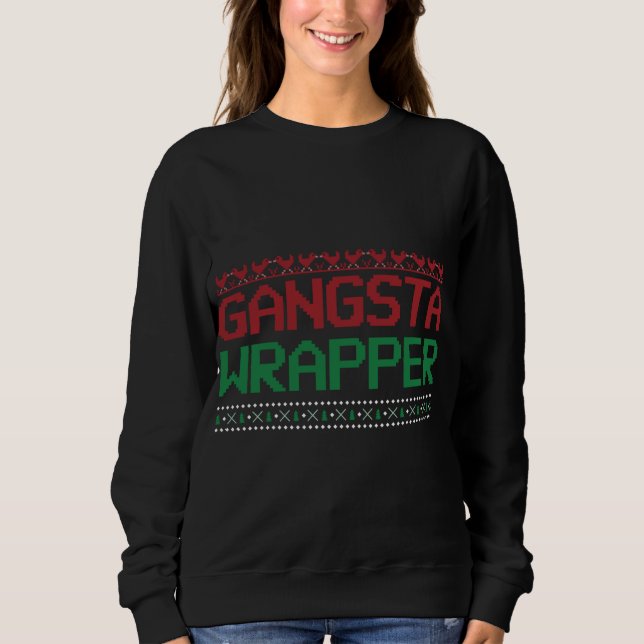 Sudadera Funny Pun Ugly Navidades Gangster Wraper (Anverso)