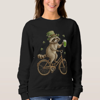 Sudadera Funny Raccoon, St. Patrick's Day Irish Shamrock 