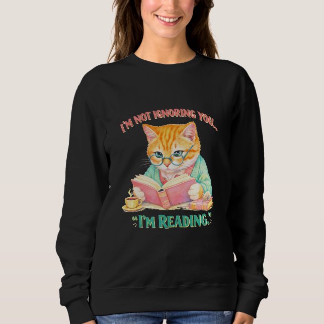 Sudadera Funny Reading Cat Retro Book Lover Gift (Anverso)