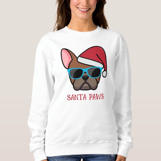 Sudadera Funny Red Fawn Frenchie Santa Paws Navidades (Anverso)