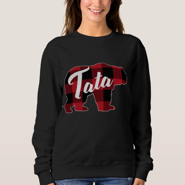 Sudadera Funny Red Plaid Buffalo Bear Apparel, Fun Tata Paj (Anverso)