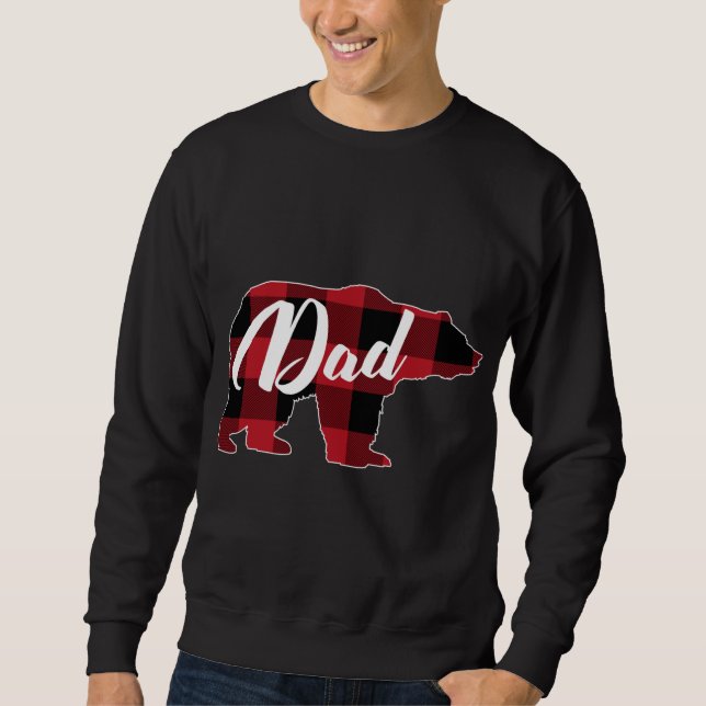 Sudadera Funny Red Plaid Buffalo Bear Appartal, Dad Pajama (Anverso)