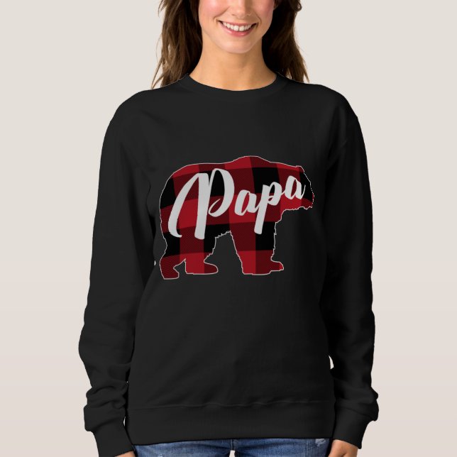 Sudadera Funny Red Plaid Buffalo Bear Appartal, Papa Pajama (Anverso)