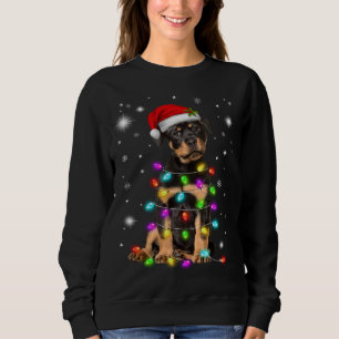 Sudadera Funny Rottweiler Dog Santa Hat Navidades alumbran 