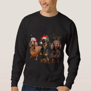 Sudadera Funny Santa Dachshund Reindeer Santa Hat Navidades