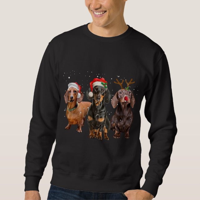 Sudadera Funny Santa Dachshund Reindeer Santa Hat Navidades (Anverso)