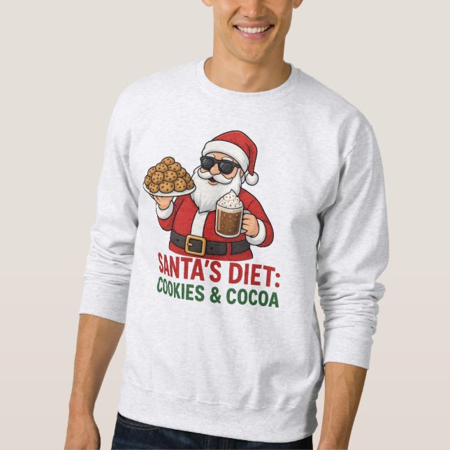 Sudadera Funny Santa Mug – Santa’s Diet: Cookies & Cocoa (Anverso)