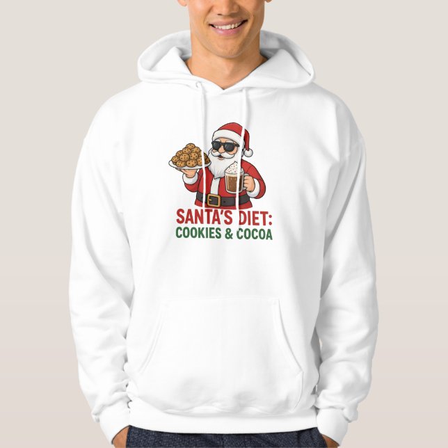 Sudadera Funny Santa Mug – Santa’s Diet: Cookies & Cocoa (Anverso)